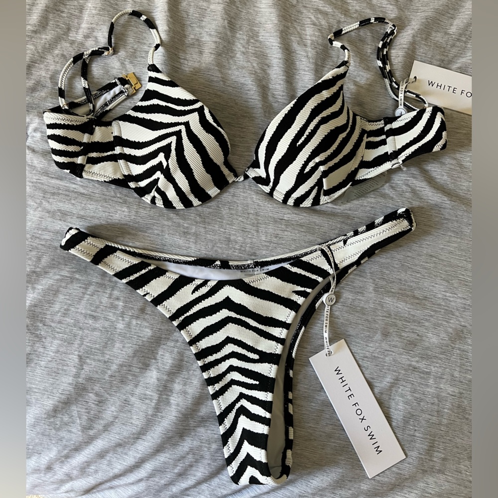 White Fox zebra bikini NWT